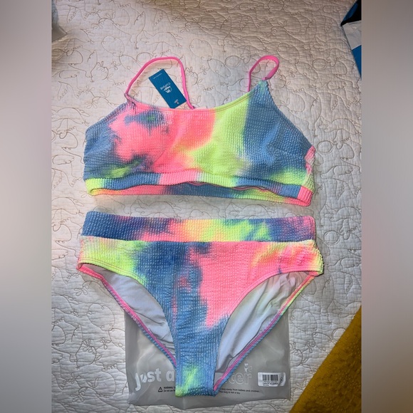 Cupshe Tie-Dye Wash Textured Scoop Neck Top & High Waist Bikini Set - Pink / XL - Picture 3 of 5